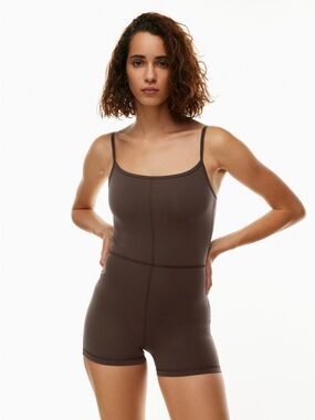 Wilfred Chocolate Brown Seam-Detail Stretch Romper